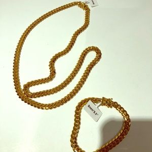 Miami Cuban 8mm chain & bracelet SS 18k GP NEW!!!